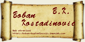 Boban Kostadinović vizit kartica